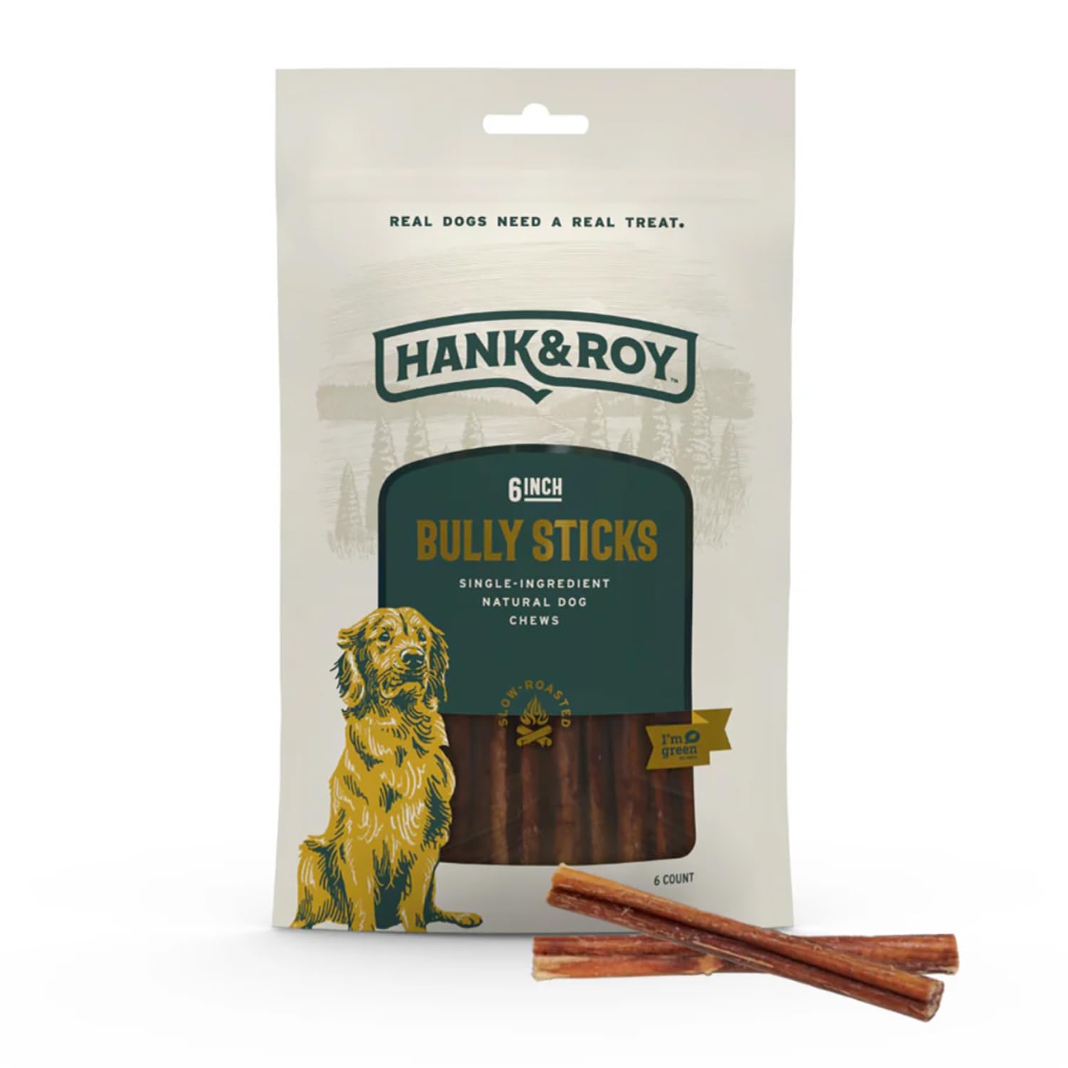 Photo 1 of Hank & Roy All-Natural, Single-Ingredient Dog Bully Sticks, Long Lasting, Easily Digestible Dog Chews, Antibiotic and Hormone Free 6” Beef Pizzle Sticks for Dogs, Pack of 6 exp- 2026