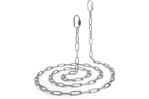 SYOCSEK 6 Feet Small Metal Chain with Hooks, 120 Pounds Light Weight Chain Link, 1/8 Inch Thin Adjustable Stainless Steel Chain for Bird Feeder, Plant, Fruit Basket Decorative Hanging, Silver