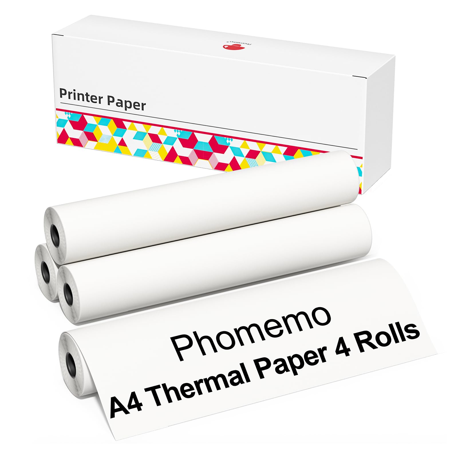 Phomemo A4 Thermal Printer Paper - 210mm x 6.5m (8.27" x 256"), Compatible with Phomemo M832/M833/M834 Portable A4 Printer, for Travel, Home, Office, Photos, Invoices, Contracts, 4 Rolls,