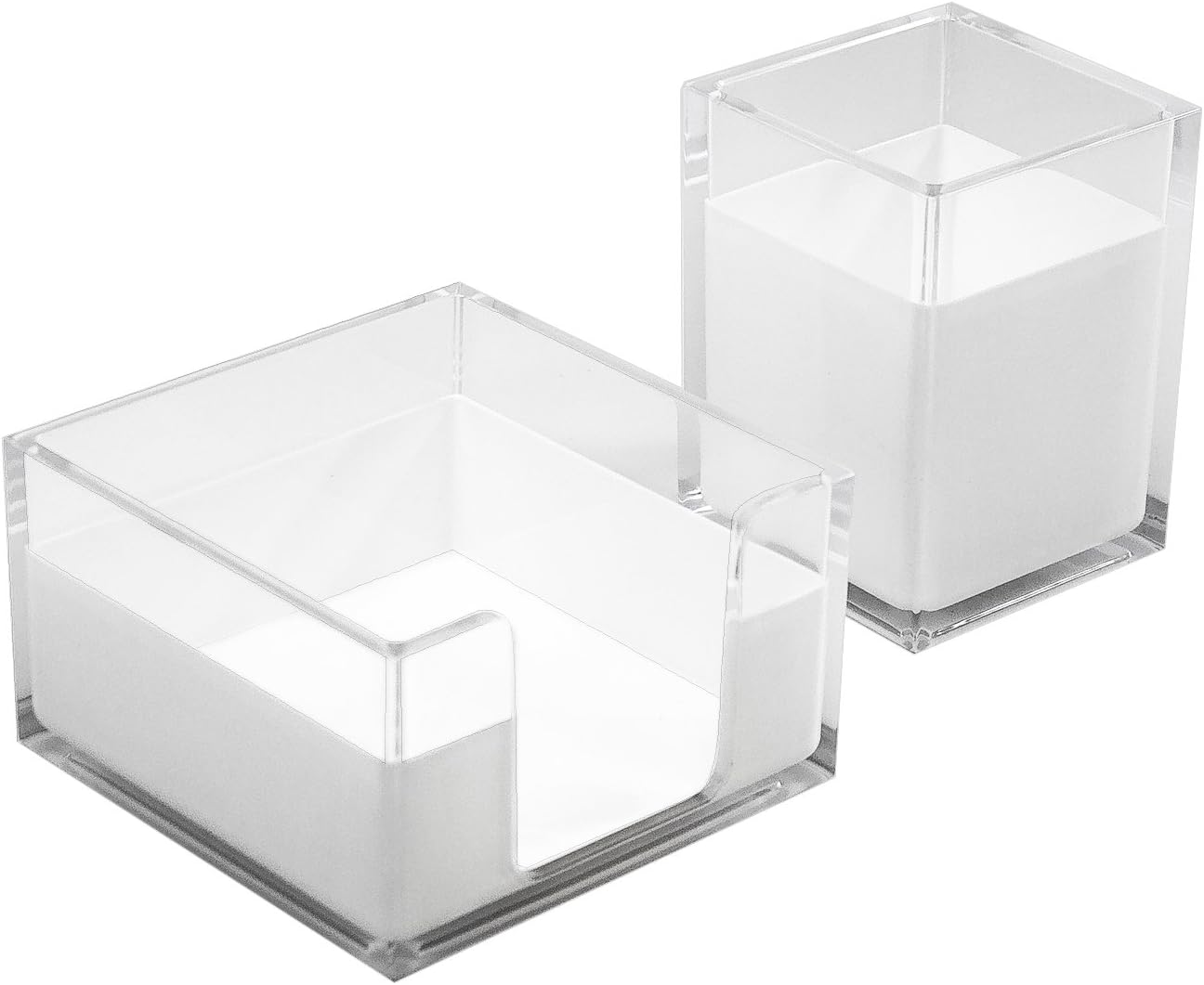 Sorbus Acrylic Desk Organizers Set – 3-Piece, Includes Desk Organizer Caddy, Memo Tray and Pen Cup, Modern Desk Accessories Organizer Great for Home or Office, White Clear (Desk Organizer Set) : Office Products