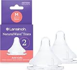 Lansinoh NaturalWave Baby Bottle Teats Medium Flow Anti-Colic 2 Pack