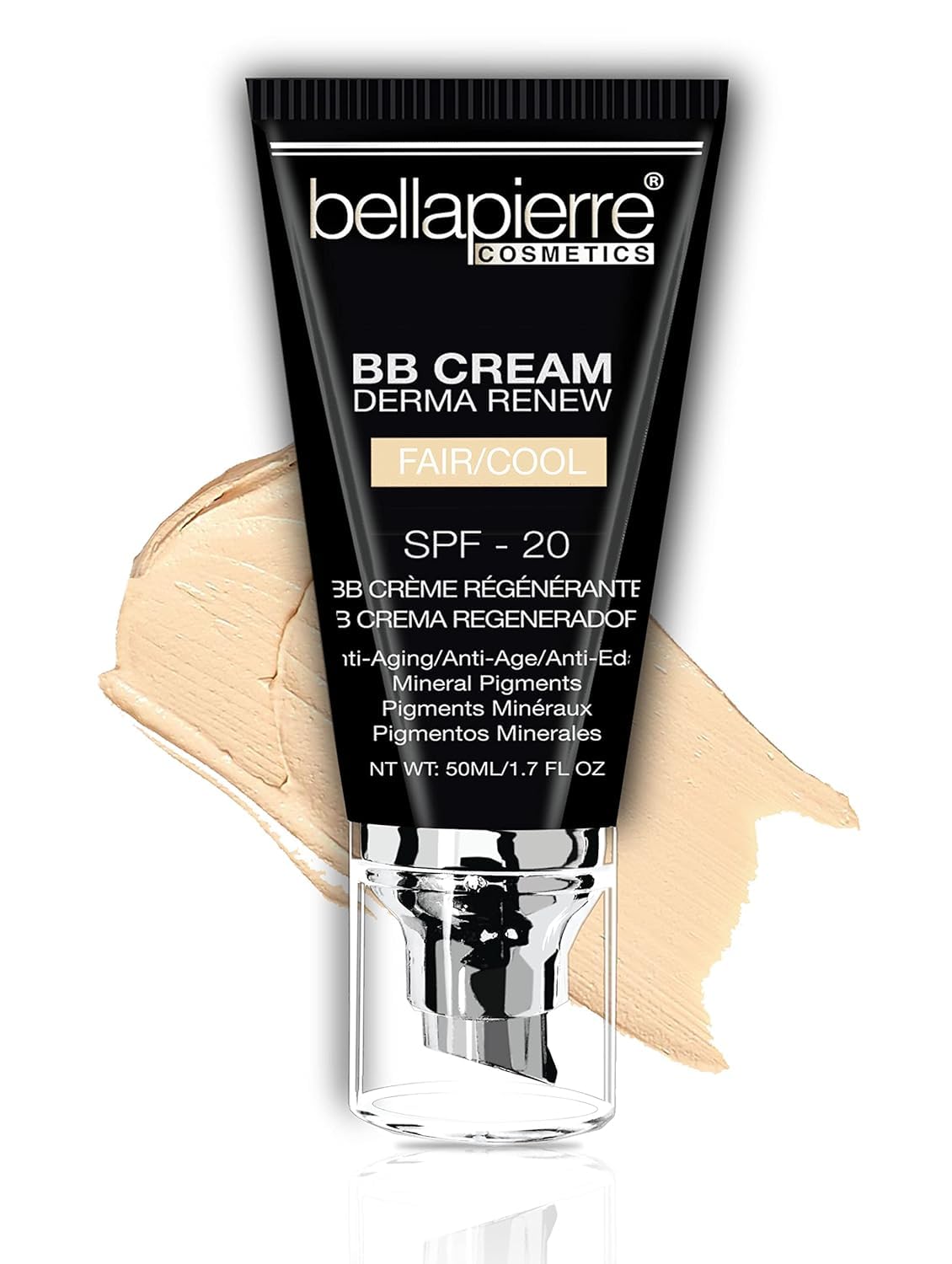 bellapierre BB Cream with SPF 20 - Tinted Sunscreen, Concealer, Matte Foundation, & Moisturizing Face Cream | Lightweight Formula + Pump Top Applicator | Non-Toxic & Paraben Free - 48 ML - Fair Cool — image 1