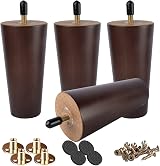 Btowin 6 Inch Solid Wood Furniture Legs 4Pcs Walnut with Threaded M8 Bolts