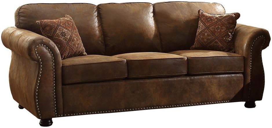 Amazon Com Homelegance Corvallis Sofa With 2 Pillows In Brown