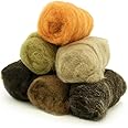 Woolbuddy Needle Felting Wool Roving Bag, Beautiful Roving Wool, Handmade Sheepwool, Zero Waste Kit, for Needle Felting Beginner and Adult, Wet Felting, Felting Supplies and Felting Soap (Brown)