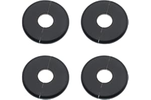 LBTODH 4 Pcs 1.0 Inch Wall Split Flange ABS Round Escutcheon Plate Wall-Mounted Self-Adhesive Water Pipe Cover for Water Pipe Faucet Decoration Accessories, Black