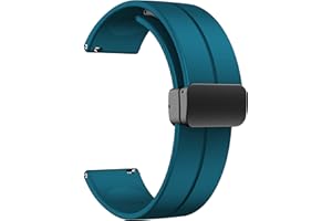 LYSMVIVI Magnetic Watch Band 16mm 18mm 19mm 20mm 22mm - Quick Release - Skin-Friendly Soft Silicone Sport Watch Band for Men Women, Magnetic Folding Clasp Silicone Strap