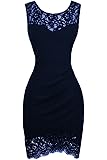 Swiland Women's Bodycon Sleeveless Little Cocktail Party Dress with Floral Lace