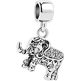 Luluadorn Women Charm for Bracelets Elephant Bead Clear CZ Protection Love Charm Bracelet Charms for Mom Boyfriend