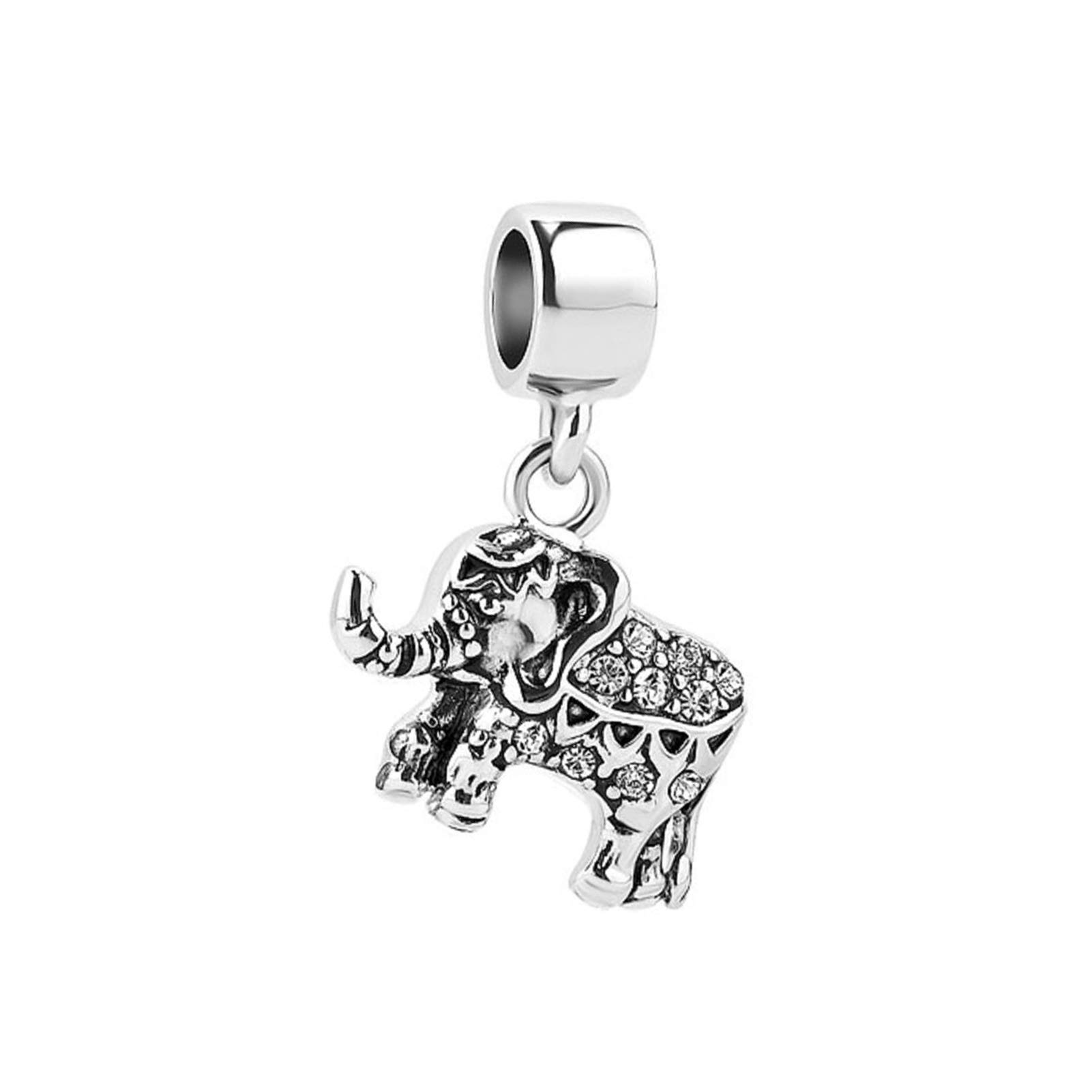 Elephant Lucky Clear Cyrstal Charm Compatible with Pandora Charms Bracelets Women Animal Daughter Jewellery Mom Birthday