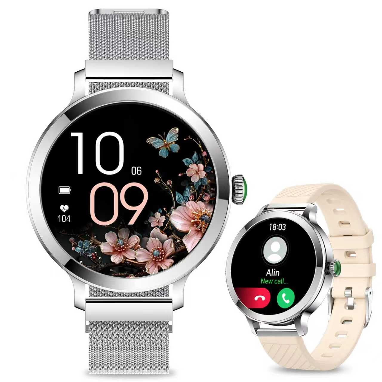 Efolen Smart Watch for Women, 1.1" AMOLED Bluetooth Small Smart Watch with HR SpO2 Sleep Monitor, 110+ Sport Modes smartwatch, IP68 Waterproof Womens Smart Watches for Android IOS Silve
