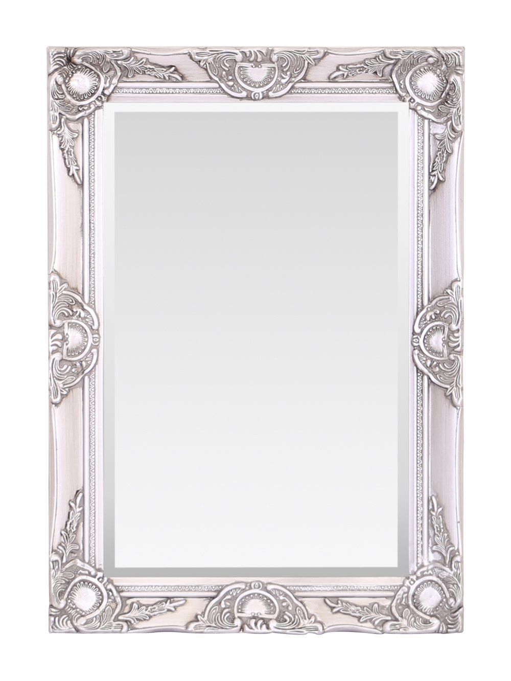 Select Mirrors Haywood Wall Mirror - French Chic Style - Real Wood Frame 50 x 70cm, Antique Silver