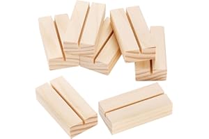 Aboofx 24 Packs Wood Table Number Holders, Wooden Place Card Holders, 2.75 x 1.38 x 0.71 inch Name Card Holder Stands for Display Acrylic Sign Holders for Wedding Party Events Xmas Decoration