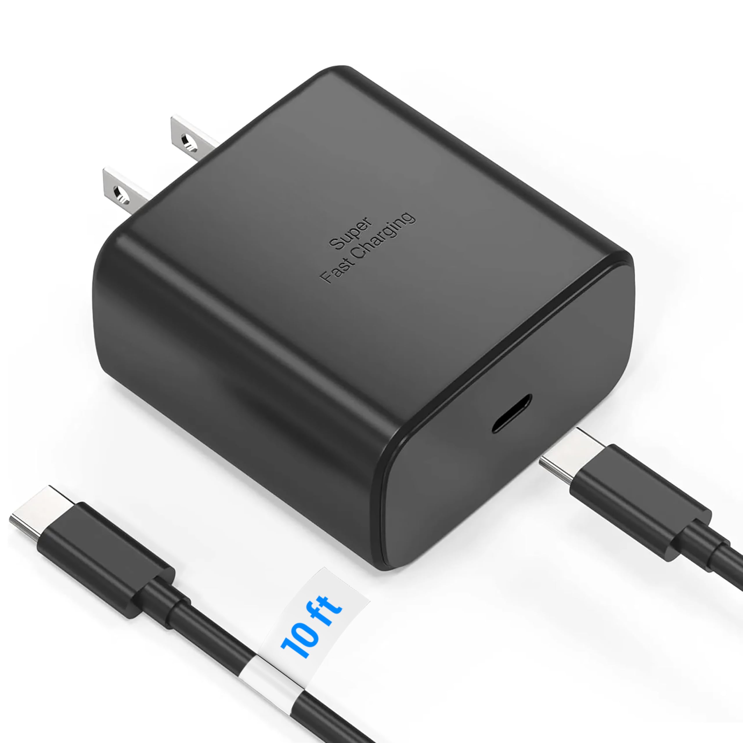 TT&C 45W USB-C Wall Charger with 10ft Extra-Long Cable | Fast Charging Power Adapter for Samsung Galaxy S26, S25, S24 & iPhone 17 | Extended Reach for Couch & Bed (1-Pack)
