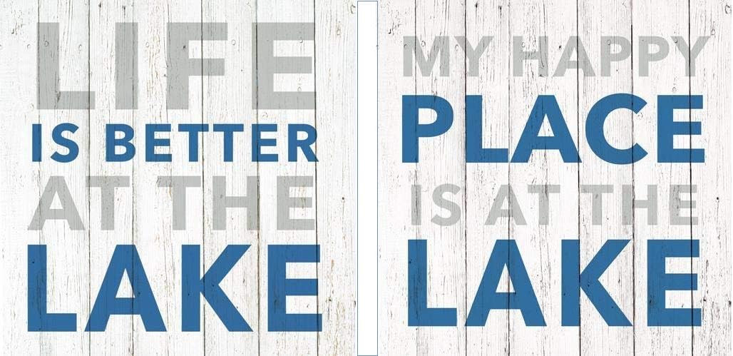 Bundle of 2 (20 ct) Blue White Paper Beverage Napkins, Life Is Better At The Lake, My Happy Place Is At The Lake
