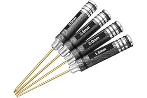 RCpow 4pcs 1.5mm 2.0mm 2.5mm 3.0mm Hex Screw Driver Set Titanium Hexagon Screwdriver Wrench Tool Kit for Multi-Axis FPV Racin