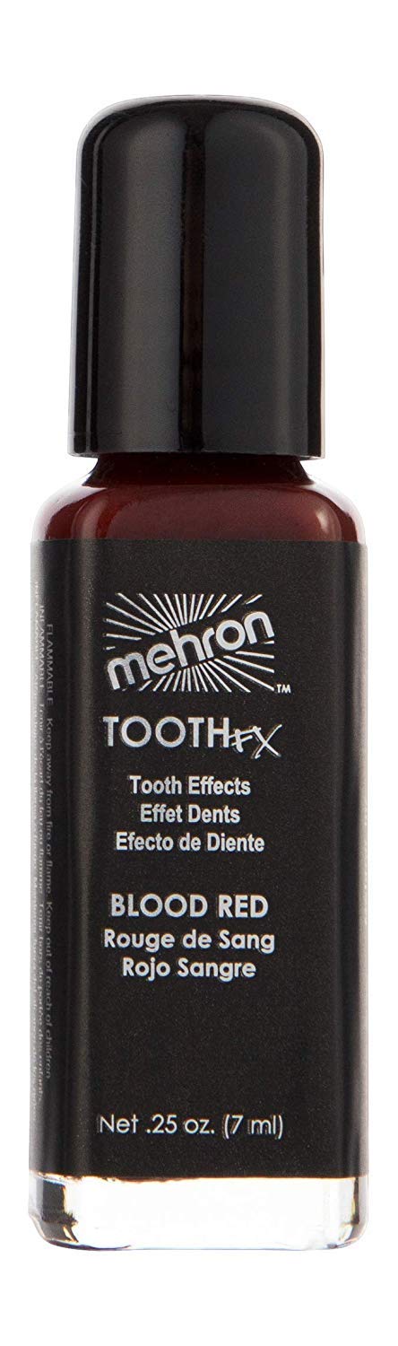 Mehron Makeup Tooth FX Blood Red | Temporary Red Tooth Paint | Perfect for Creating Red Teeth FX, Rotten Teeth Makeup, & Bloody Teeth SFX for Halloween, Cosplay, & Theater .125 oz (4 ml)