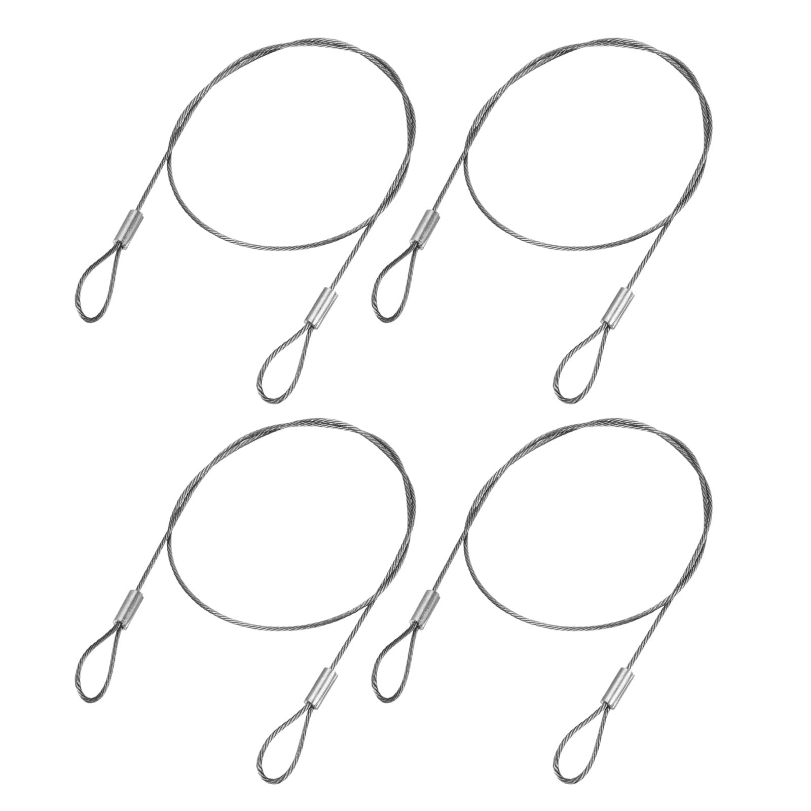 YOKIVE 4 Pcs Stage Lights Safety Cables, 304 Stainless Steel Security Ropes with Double Loops | Great for Party Lighting LED (Silver, 16-Inch, 1.2mm Dia)