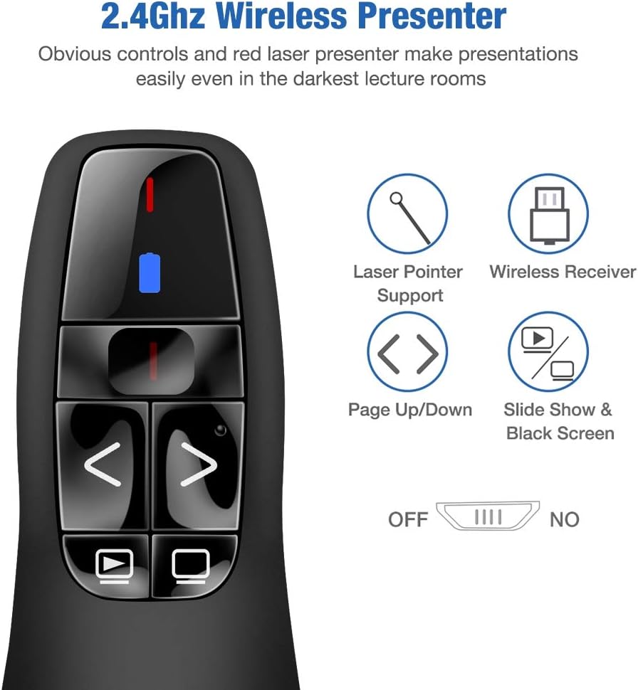 BEBONCOOL Wireless Presenter Remote, 2.4GHz Wireless USB Presenter PowerPoint Remote PPT Clicker for Presentation : Electronics
