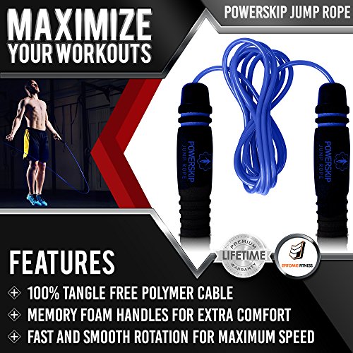 Epitomie Fitness PowerSkip Jump Rope with Memory Foam Handles and Weighted Speed Cable