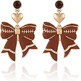 Firopia Football Dangle Earrings for Women | Bow Heart Football Earrings | Game Day Earrings | Jewelry Gifts for Sport Lover Football Mom Team