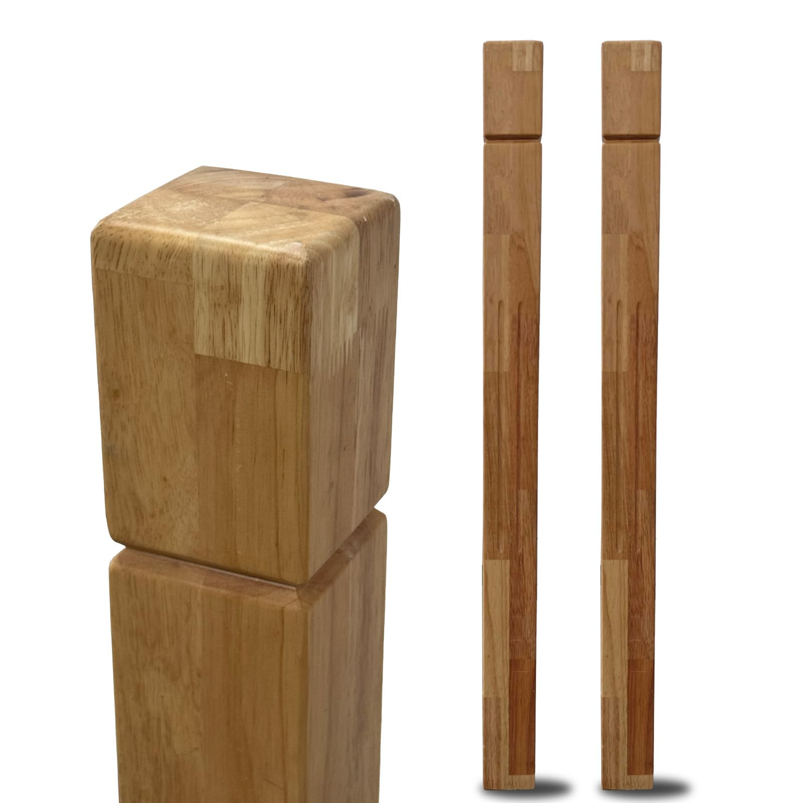 Photo 1 of 2 Pcs 3.5x48 Inch Solid Red Oak Square Newel Post with a Single Groove Notched Wood Balusters, Stair Railing Interior for Staircase Remodeling