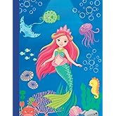 Primary Composition Notebook: Primary Story Journal for Grades K-2 | Draw and Write Journal| Dotted Midline and Picture Space| Grades K-2 School Exercise Book |Cute Mermaid Creative Journal for Girls