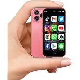 Pdfbenli Mini Phone for Kids, 2GB+32GB, 3.7 HD Touchscreen, Mini Smartphone with Call/Video/WiFi, GPS, Face ID, Dual SIM, Android 10.0, Unlocked Mini Cell Phone for Backup Birthday Gifts (Pink)
