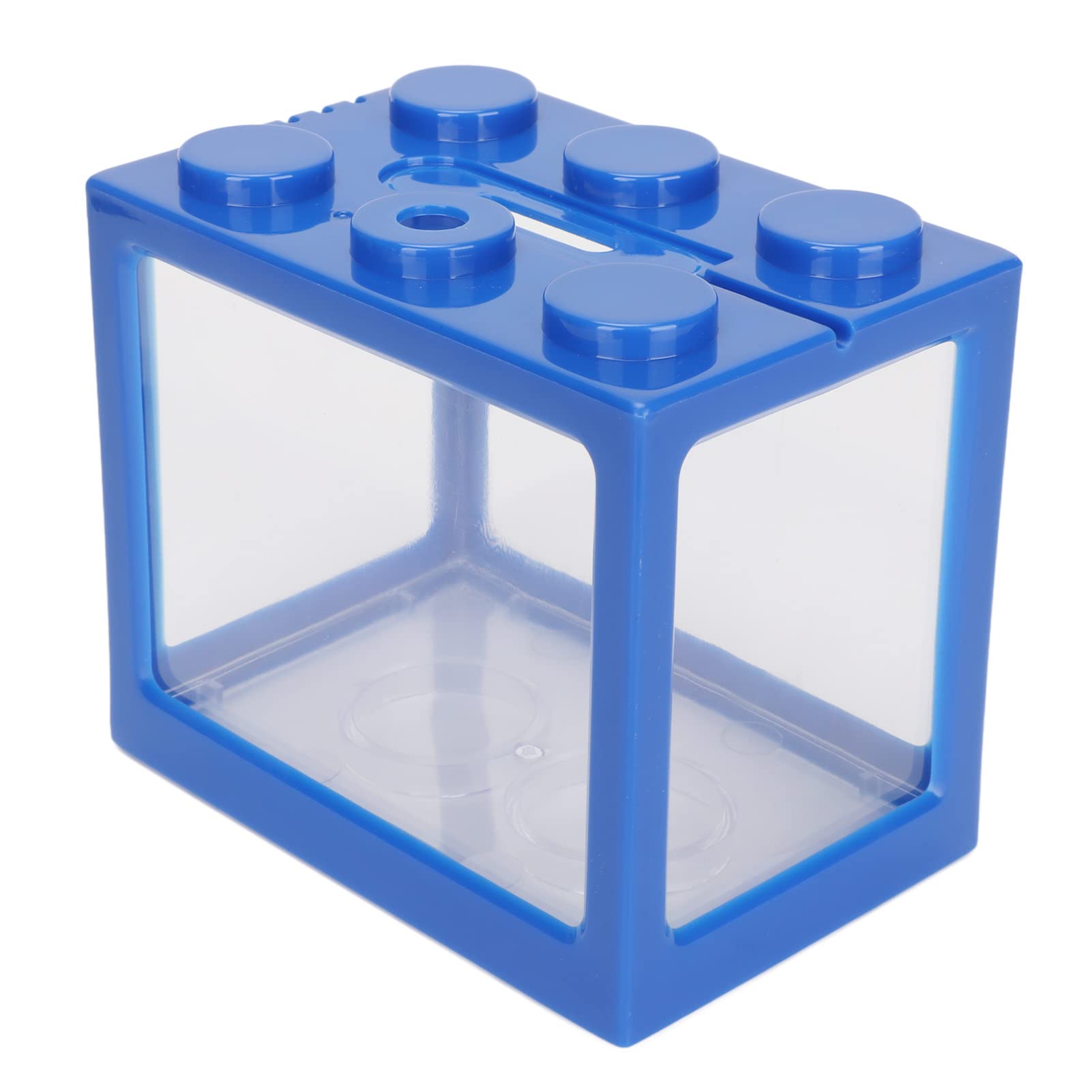 Mini Fish Tanks Plastic Building Block Fish Tank Blue Feeding Hole Cascadable Aquascaping Corrosion Resistant for Desktop
