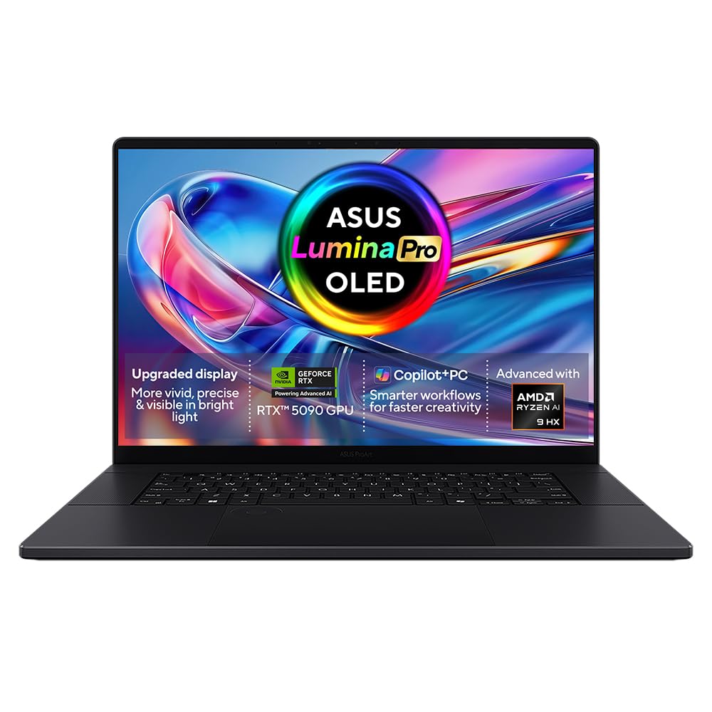 ASUS ProArt P16 H7606WX CoPilot+ Laptop | 16.0" 3K OLED Touchscreen | AMD Ryzen AI 9 HX 370 | NVIDIA GeForce RTX 5090 | 64GB RAM | 4TB SSD | Backlit Keyboard | Windows 11 Home