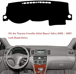 N2Qnice Car Auto Dashboard Cover for Toyota Corolla Altis/Runx/Allex 2002 2003 2004 2005 2006 2007 Left Hand Drive Dashmat Pad Carpet Dash Mat
