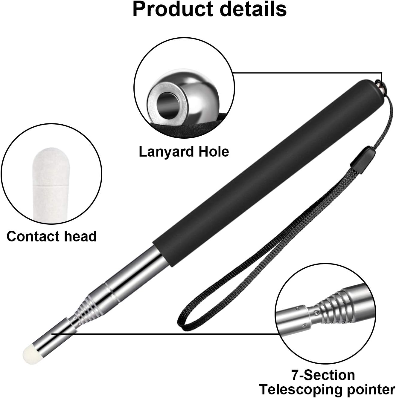 4 Pieces Retractable Teacher Pointer Telescopic Teaching Pointer Presenter Whiteboard Pointer and Lanyards with 6 Pieces Extra Felt Nibs for Teachers Presenter, Extends Design (47 Inches) : Electronics