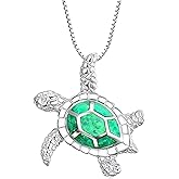 Aissmmeio Sea Turtle Pendant Necklace, Cute, Lovely, Adjustable, Silver Plated Link Chain Animal Jewelry for Women Men