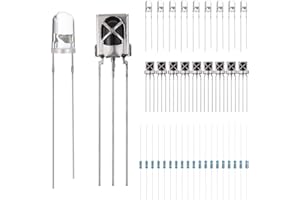 DAOKAI 5mm Infrared Emitter + IR Receiver Diode 18m for Arduino, 940nm Photosensitive Receiver LED Sensor Dedicated IC Built/Anti-Interference Strong, with Resistor(20pairs)
