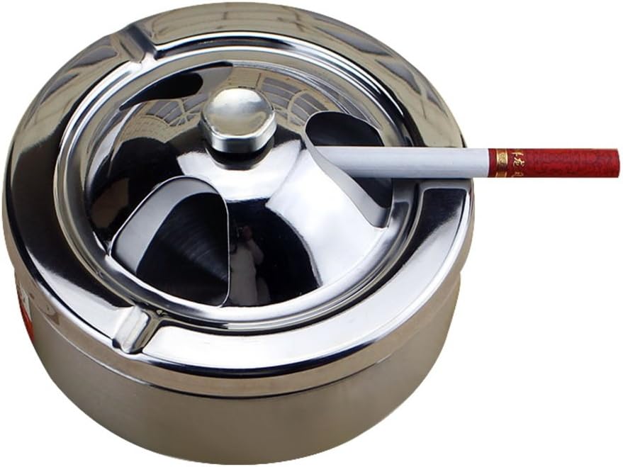 Rotating stainless steel ashtray,Windproof ashtray Ashtray with lid Ash holder for smokers-A