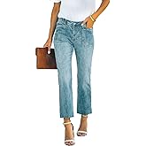 HUNGSON Women's Wide Leg Jeans High Waisted Stretchy Capri Pants Loose Denim Pants