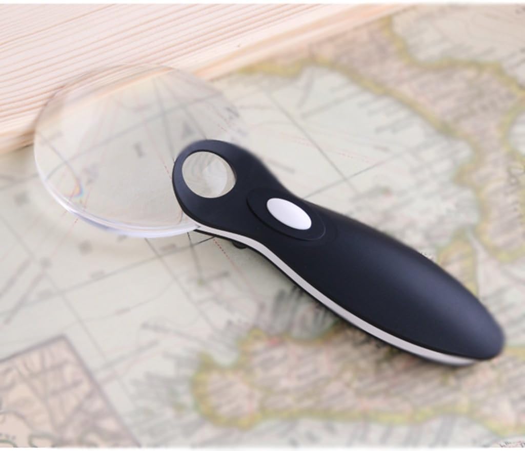 DFHHG® Handheld Magnifying Glass, Acrylic Lenses 210 * 90 * 31mm (Excluding Batteries) easy to carry