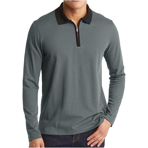 JEShifangjiusu Men's Long Sleeve Polo Shirts Fashion Zipper