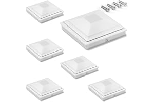 SIEDiNLAR 5x5 Post Caps White 6 Pack, Deck Post Covers Outdoor Waterproof, Fits 5x5 4.5x4.5 Vinyl/Wood Posts for Fence Deck Mailbox Patio Decor
