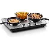 CUSIMAX Electric Hot Plate for Cooking,1800W Triple Burner Portable Electric Stove with Independent Temperature Control,Electric Burners for All Cookware,Tabletop or Built-in,Stainless Steel