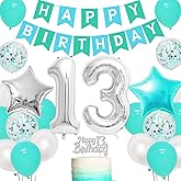 13th Birthday Decorations for Girls Sweet 13 Birthday Decorations for Girls Teal Turquoise Turning 13 Birthday Supplies Mint Green Happy Birthday Banner Garland Sash Happy 13th Birthday Cake Topper