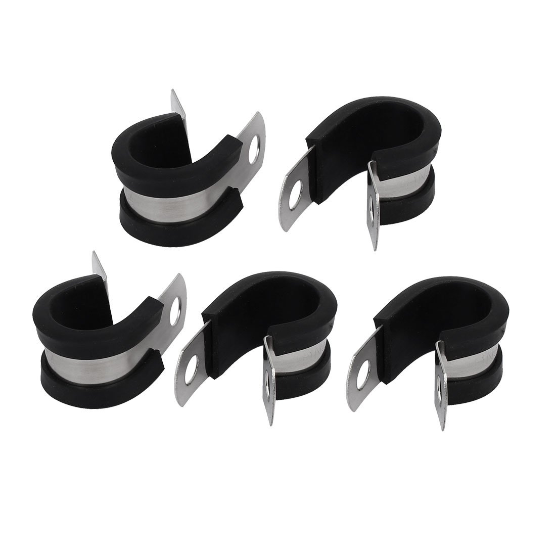 Sourcingmap 14mm Dia EPDM Rubber Lined P Clips Cable Hose Pipe Clamps Holder 5pcs