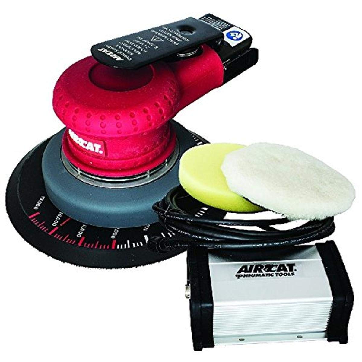 AIRCAT 6700-DCE-5 Lijadora/pulidora eléctrica de palma de 5 CC, almohadilla de 5, rojo y gris