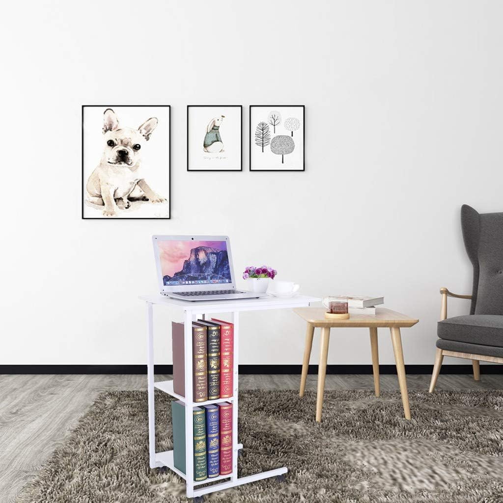 Pentaero 60X40X75Cm Lazy Bedside Laptop Table with Storage for Entryway Hallway Sofa Side Table, Removable Bedside Table Laptop Lazy Table Desk, Suitable for Work (White)