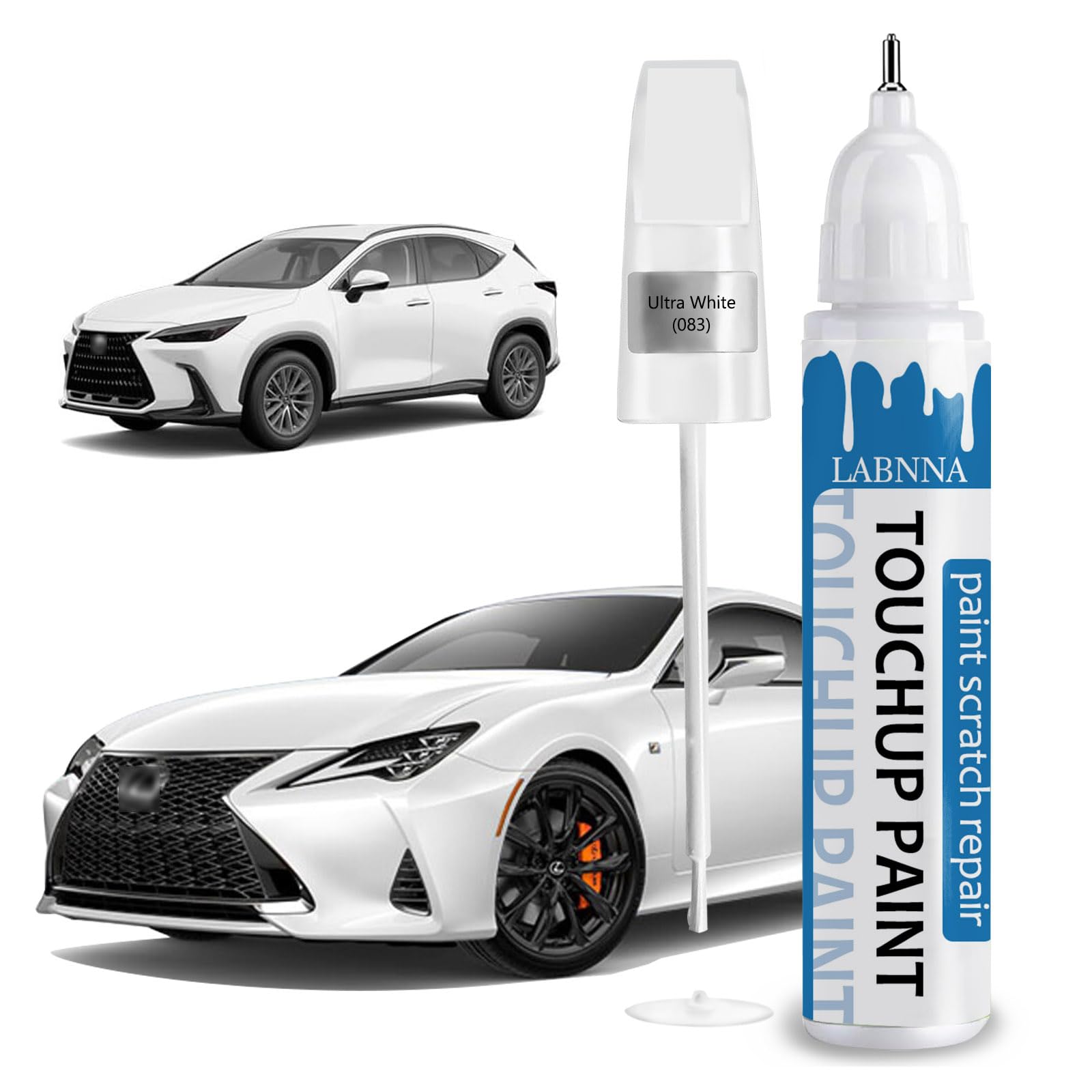 Photo 1 of Ultra White (083) Touch Up Paint for Lexus-Exact Match 2 in 1 touchup Paint Pen for Chips and Nicks Repair Car Paint Scratch Repair Kit
