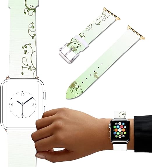 Amazon Apple Watch用 ナチュラルカラー花柄プリントレザー腕時計バンド 38mm 42mm Apple Watch 3 2 1 フラワーデザイン腕時計iwatchブレスレット 485 Leaf 花柄壁紙フラワーアイテム 38 Mm 家電 カメラ オンライン通販