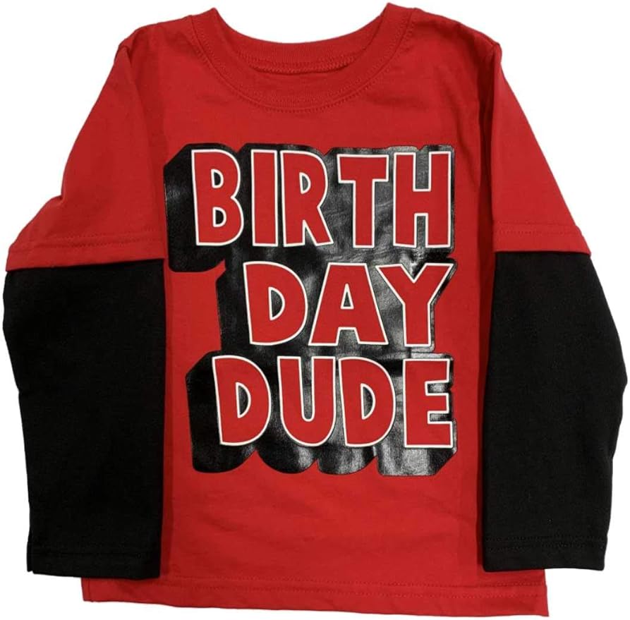 Infant & Toddler Boys Red & Black Birthday Dude Shirt Top Party Shirt Clothing