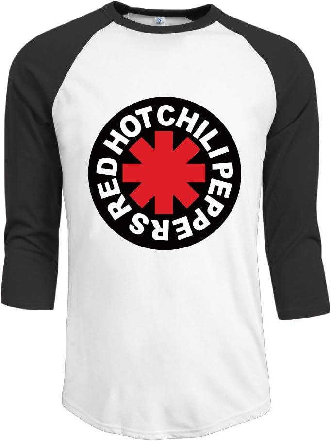 FOODE Men's RHCP Red Hot Chili Peppers 3/4 Sleeve 100% Cotton Baseball Tee/T Shirts