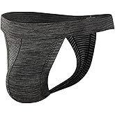 KAREN SPACE Mens Thong Striped Ice Silk Mesh Underwear, Comfortable Stretch G-String Briefs Athletic Supporter