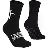 Meudid Cross Grip Soccer Socks - Anti-Slip Grips Sports Sock with Bible for US 6-13